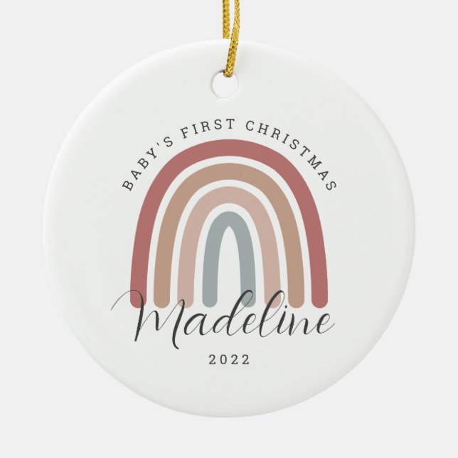Boho Rainbow Baby's First Christmas Ornament (Vorne)