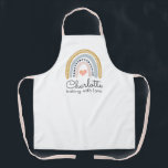 Boho Rainbow Backen mit Liebe Schürze<br><div class="desc">Niedlicher bohischer Regenbogen mit Herzbacken mit Liebe Schürze für einen Zuhause-Bäcker. Rosa blauer Senf. Geschenk an Ihren Amateurbäcker!</div>