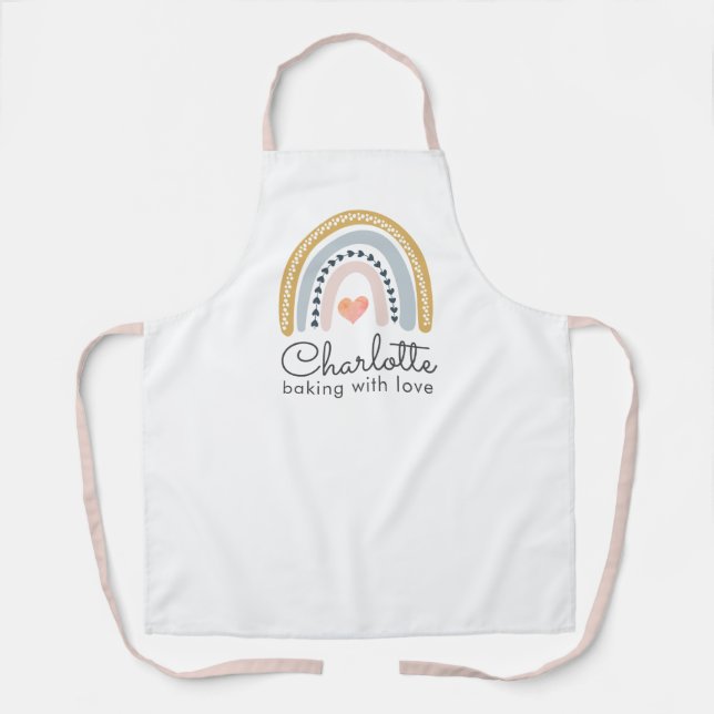 Boho Rainbow Backen mit Liebe Schürze (Vorderseite)