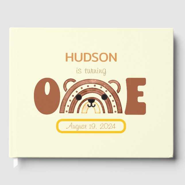 Boho Rainbow Bear Gästebuch (Vorderseite)