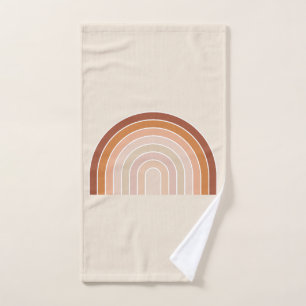 Boho Rainbow Beige Terracotta Badhandtuch Set