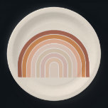 Boho Rainbow Beige Terracotta Pappteller<br><div class="desc">Regenbogen - Boho Regenbogen - Abstrakte Bögen - Neutral Beige / Terracotta.</div>