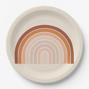 Boho Rainbow Beige Terracotta Pappteller