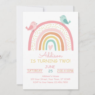 Boho Rainbow Birthday Einladung
