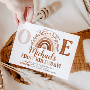 Boho Rainbow Birthday Einladung, Terracotta Tones Einladung