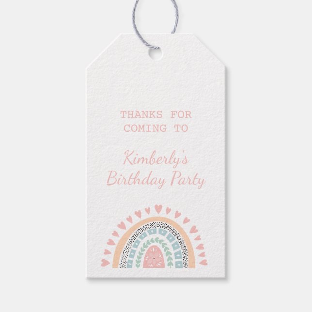 Boho Rainbow Birthday Favor Geschenkanhänger (Vorderseite)