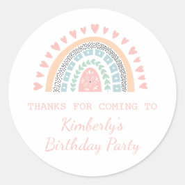 Boho Rainbow Birthday Favor Runder Aufkleber