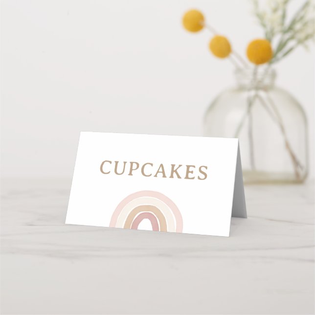 Boho Rainbow Birthday Food Labels Platzkarte (Vorderseite)