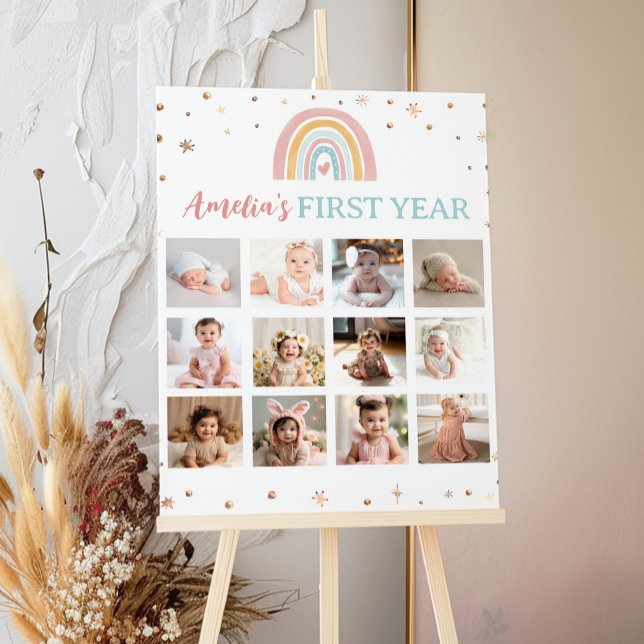 Boho Rainbow Birthday Foto Milestone Poster (Von Creator hochgeladen)