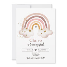 Boho Rainbow Birthday Invitation Girl Rustic