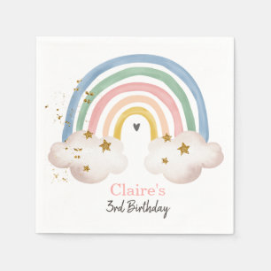 Boho Rainbow Birthday Napkins Rainbow Party Pastel Serviette