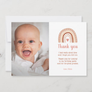 Boho Rainbow Birthday Photo Merci Invitation