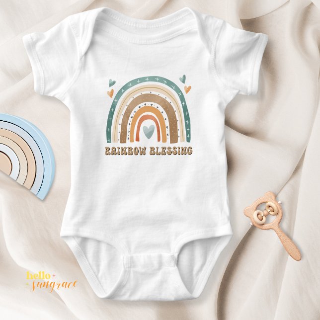 Boho Rainbow Blessing Baby Bodysuit Baby Strampler (Bohemian Rainbow Baby Bodysuit)