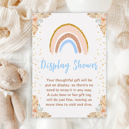 Boho Rainbow Blue Baby Display Dusche Begleitkarte