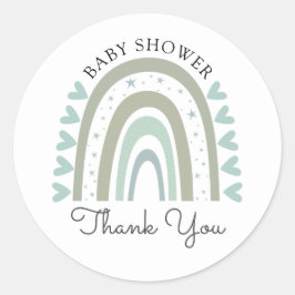Boho Rainbow Blue Boy Baby Dusche Vielen Dank Runder Aufkleber