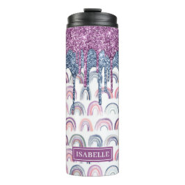 Boho Rainbow Blue Pink Glitzer Tropfen Thermosbecher