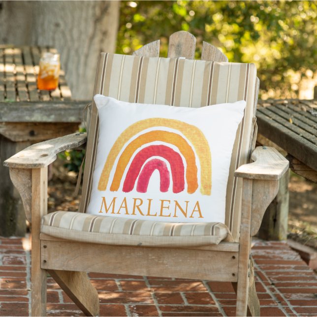 Boho Rainbow Bohemisch Orange Natural Color Kissen (Stuhl )