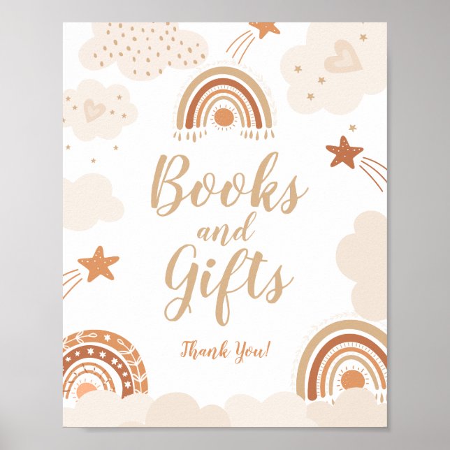 Boho Rainbow Books and Gifts Sign Poster (Vorne)