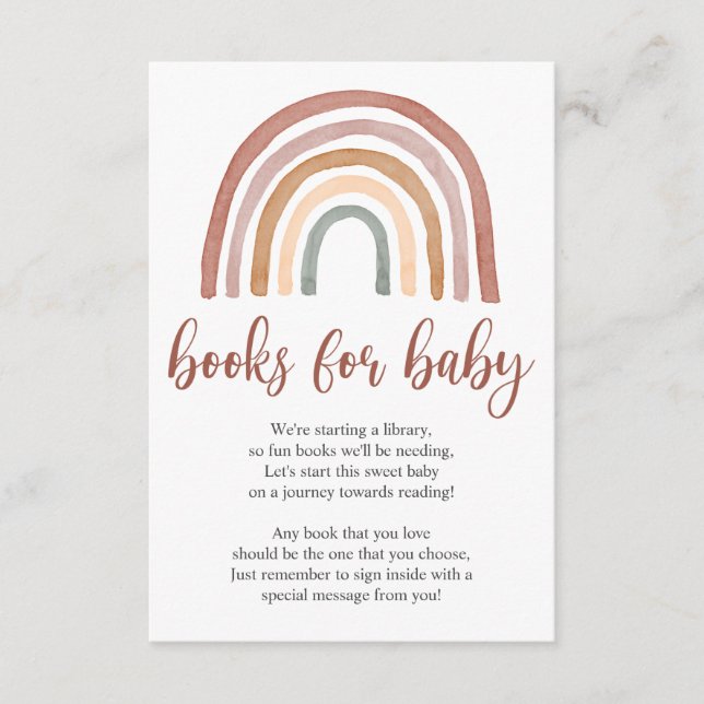 Boho Rainbow Books für Baby Begleitkarte (Vorderseite)
