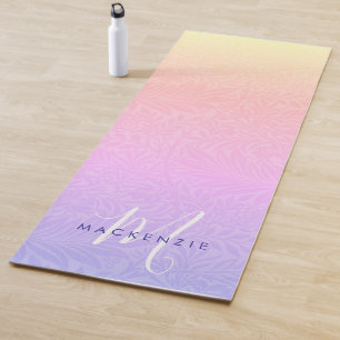 Boho Rainbow Botanische Monogramm Name Yogamatte