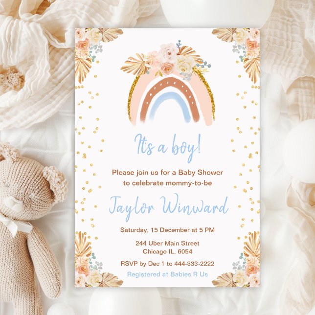 Boho Rainbow Boy Baby Shower Einladung (Von Creator hochgeladen)