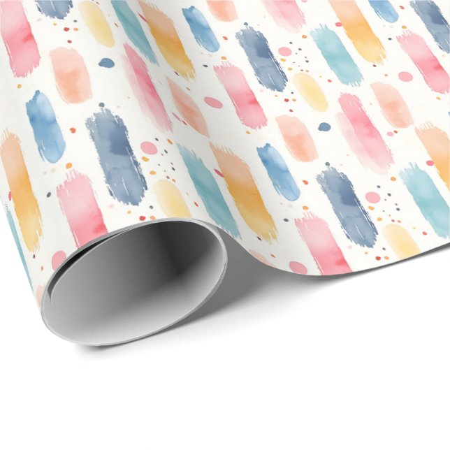 Boho Rainbow Brush Strokes & Dots Geschenkpapier (Rolleneckpunkt)