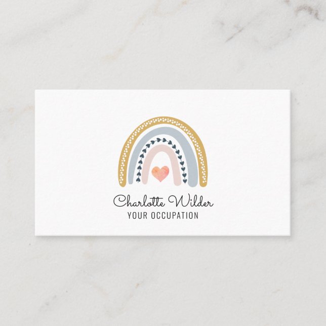Boho Rainbow Business Card Visitenkarte (Vorderseite)