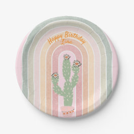 Boho Rainbow Cactus Fiesta Pappteller