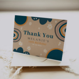 Boho Rainbow Daisy Beige Birthday Dankeskarte