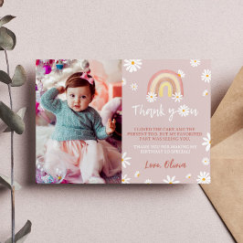 Boho Rainbow Daisy Birthday Foto Dankeschön Karte