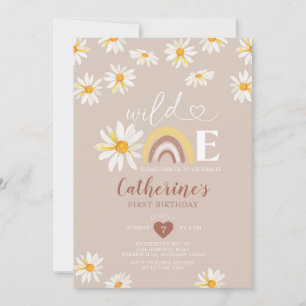 Boho Rainbow Daisy Blume Wild One Birthday Einladung