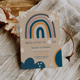 Boho Rainbow Daisy Einladung zum ersten Geburtstag