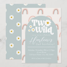 Boho Rainbow Daisy Two Wild 2nd Girl's Birthday