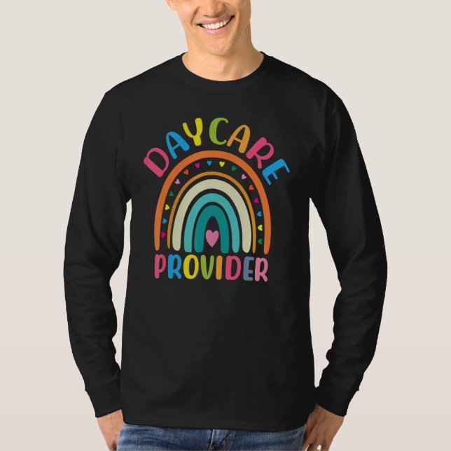 Boho Rainbow Daycare Provider Lehrerbewertung T-Shirt (Vorderseite)