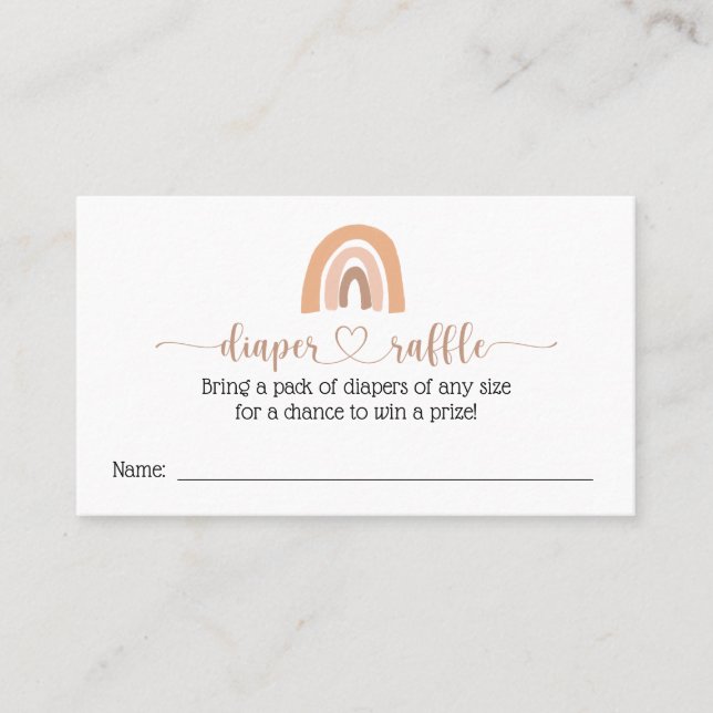 Boho Rainbow Diaper Raffle Baby Showcard Visitenkarte (Vorderseite)