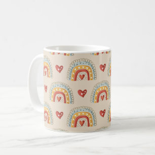 Boho Rainbow Doodle Pattern Kaffeetasse
