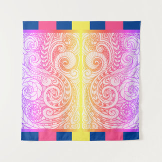 Boho Rainbow Doodle Wall Tapestry Wandteppich