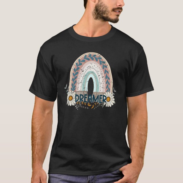 Boho Rainbow Dreamers Daisy Hippie Girl Inspiratio T-Shirt (Vorderseite)