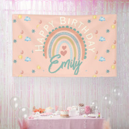 Boho Rainbow Dreams Light Coral Banner
