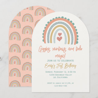 Boho Rainbow Dreams Light Coral Einladung