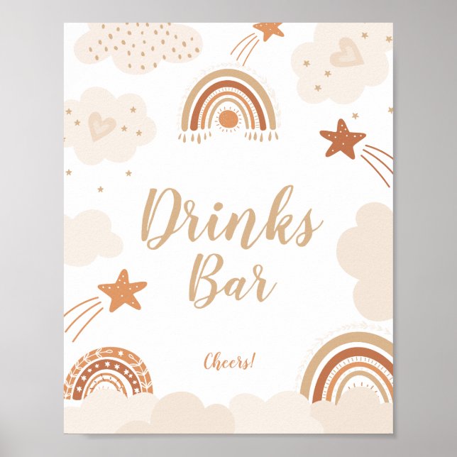 Boho Rainbow Drinks Bar Sign Poster (Vorne)