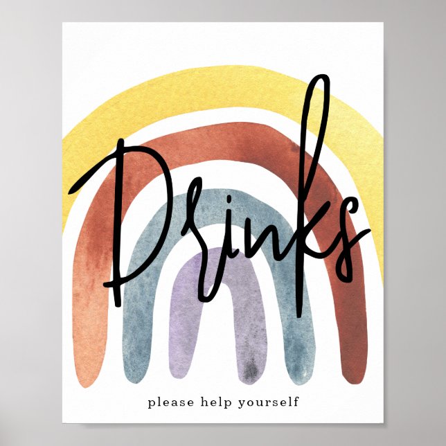 Boho Rainbow Drinks Poster (Vorne)