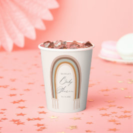 Boho Rainbow Earth Tone Baby Shower Pappbecher