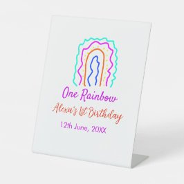 Boho Rainbow ein Geburtstagskinder heller Retrokus Sockelschild