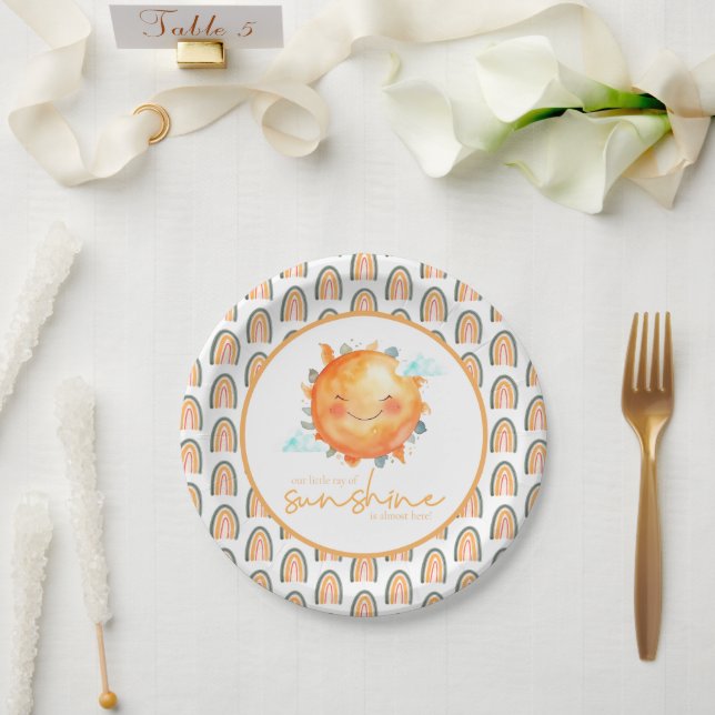 Boho Rainbow eine kleine Sonnenstraße mit Baby-Dus Pappteller (Hochzeit)