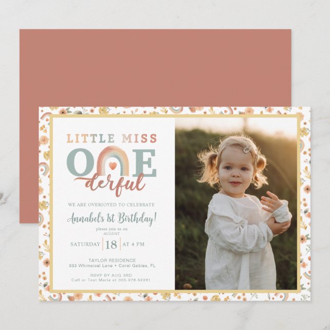 Boho Rainbow Einladungen zum Foto - Erdung 1 (Vorne/Hinten)