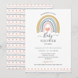 Boho Rainbow Et Coeurs Baby shower Invitation