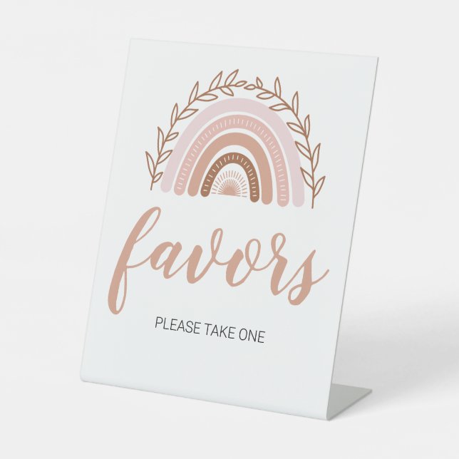 Boho Rainbow Favors Schild, Baby Dusche Schild 8x1 (Vorderseite)