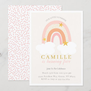 Boho Rainbow First Birthday Invitation Girl Einladung
