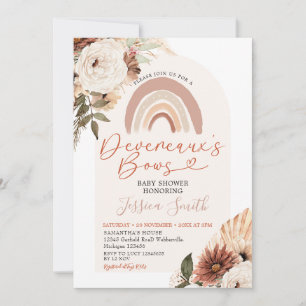 Boho Rainbow Floral Devereaux's Bows Baby Shower Einladung